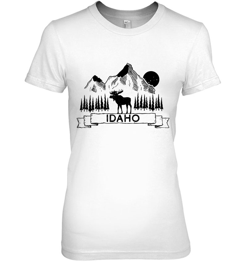 Idaho Mountain Moose Cool Idaho Souvenir Ladies Tee