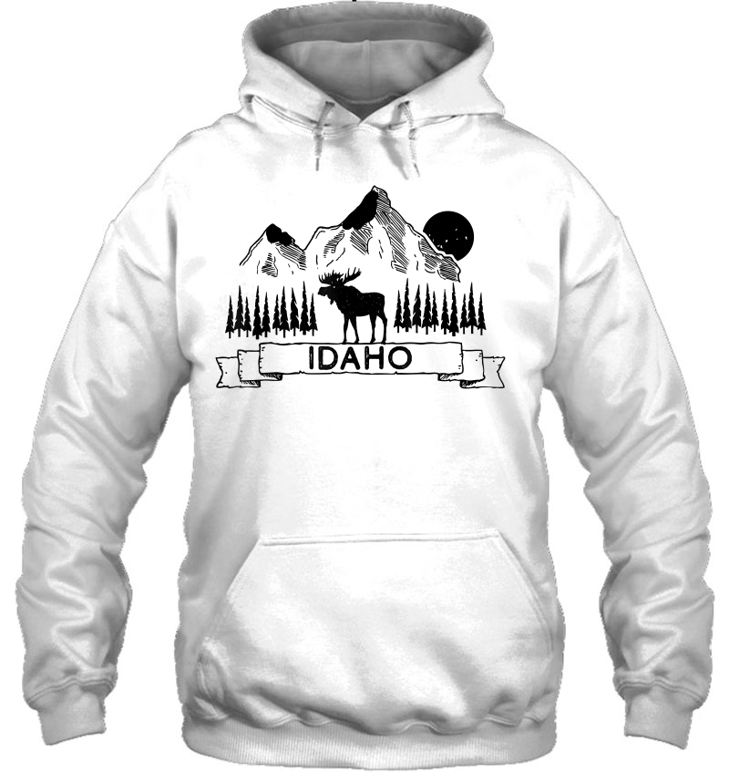 Idaho Mountain Moose Cool Idaho Souvenir Hoodie