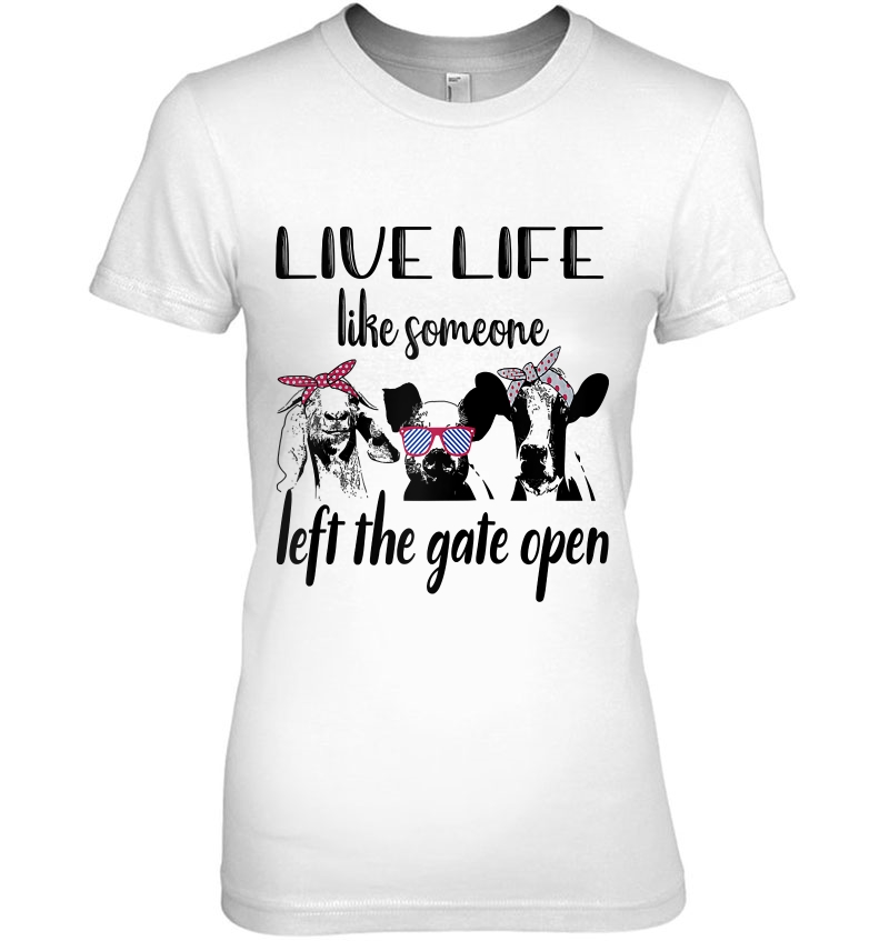 Live Life Like Someone Left The Gate Open Farm Animals Raglan Baseball Hoodie