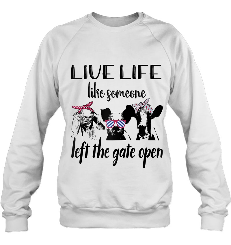 Live Life Like Someone Left The Gate Open Farm Animals Raglan Baseball Mugs