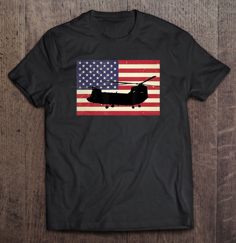 American Usa Flag Chinook Helicopter Army Military Pilot Shirt