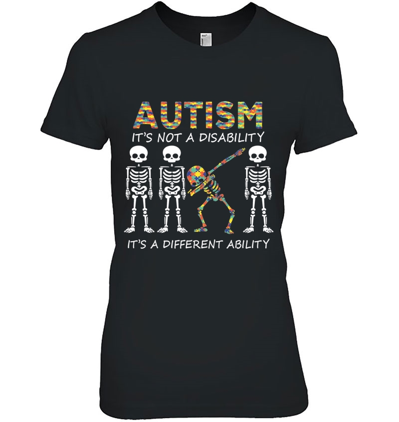 Autism It's A Different Ability Funny Dabbing Skeleton Gift Pullover Hoodie