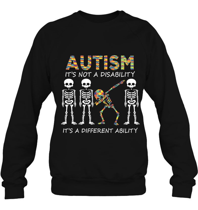 Autism It's A Different Ability Funny Dabbing Skeleton Gift Pullover Mugs