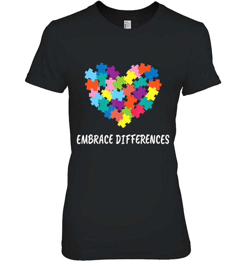 Autism Tshirt Embrace Differences Autistic Puzzle Pieces Hoodie