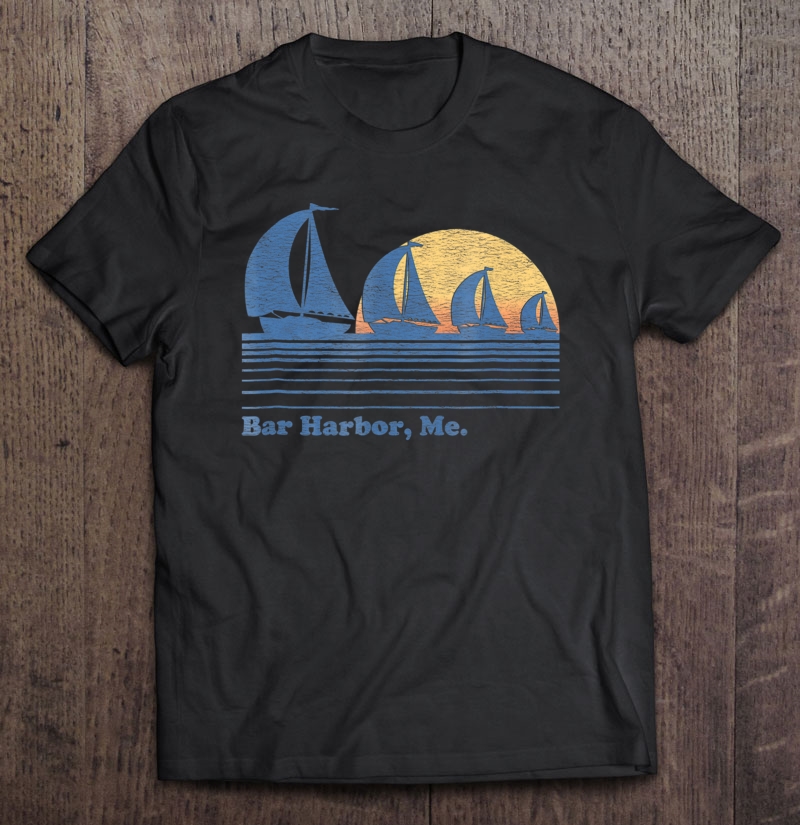 Bar Harbor Me Sailboat Vintage 80S Sunset Tee Shirt