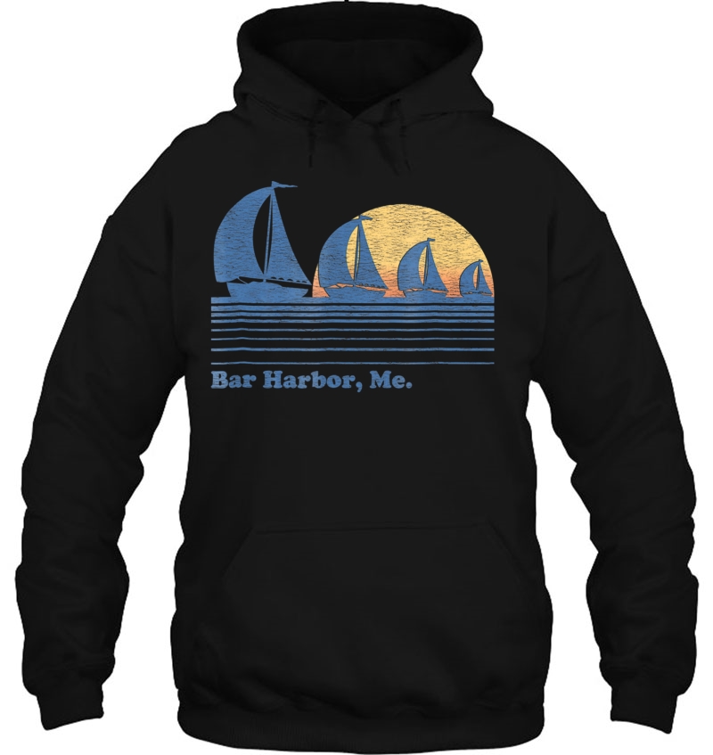 Bar Harbor Me Sailboat Vintage 80S Sunset Tee Mugs