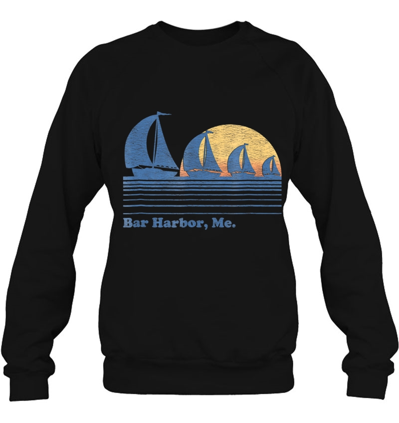 Bar Harbor Me Sailboat Vintage 80S Sunset Tee Mugs