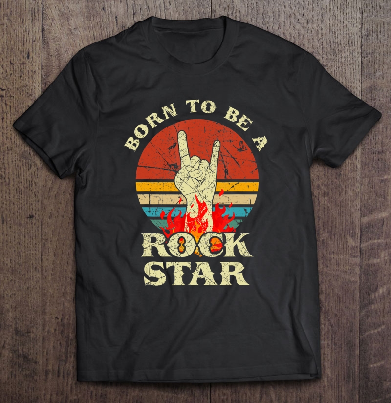 Born To Be Rock Star Hand Horns Vintage Retro Tee Shirt