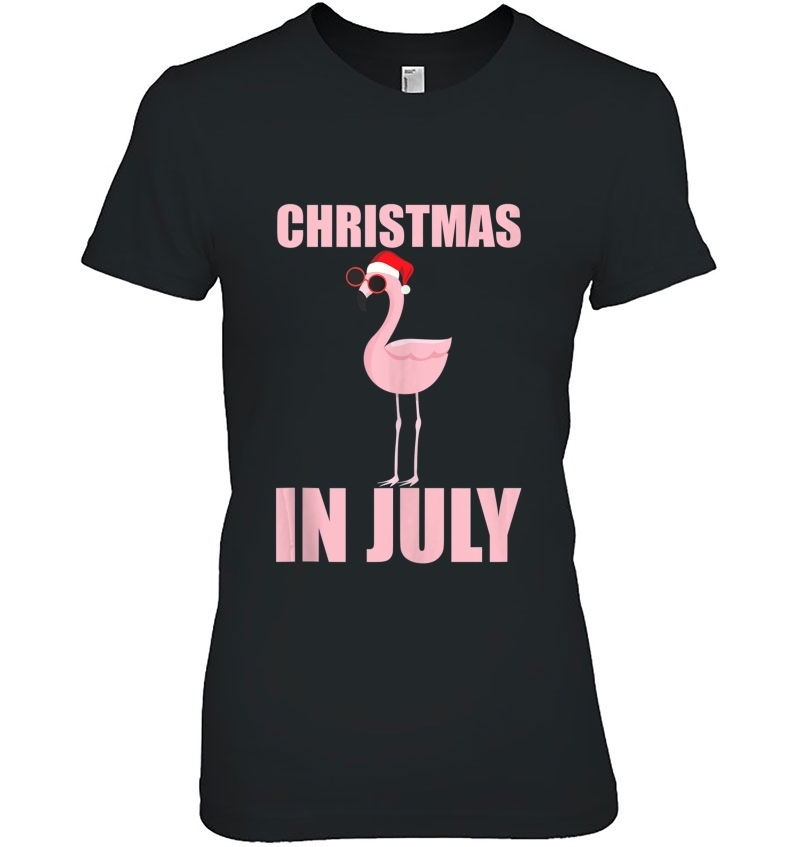 Christmas In July Funny Flamingo In Santa Hat Tank Top Hoodie