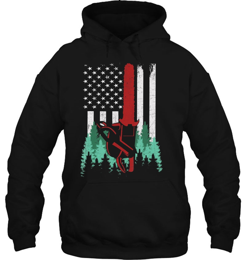 Funny Thin Red Line Logger Arborist Lumberjack American Flag Mugs