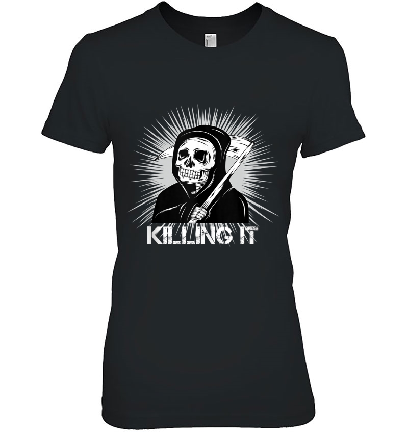 Killing It Funny Grim Reaper Mens And Womens Hoodie