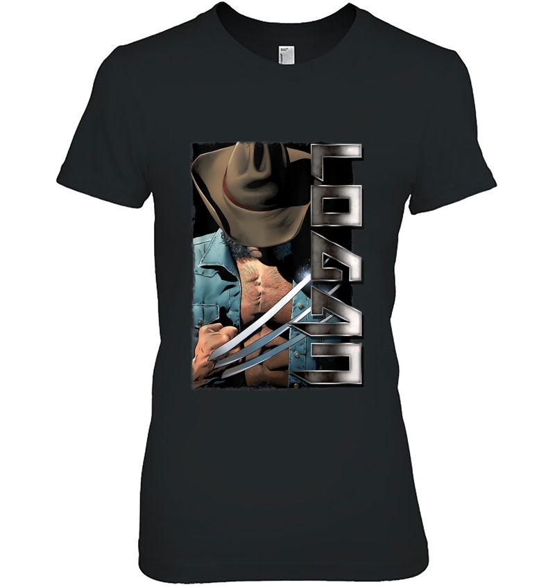 Marvel Logan Wolverine Portrait Logo Poster Ladies Tee