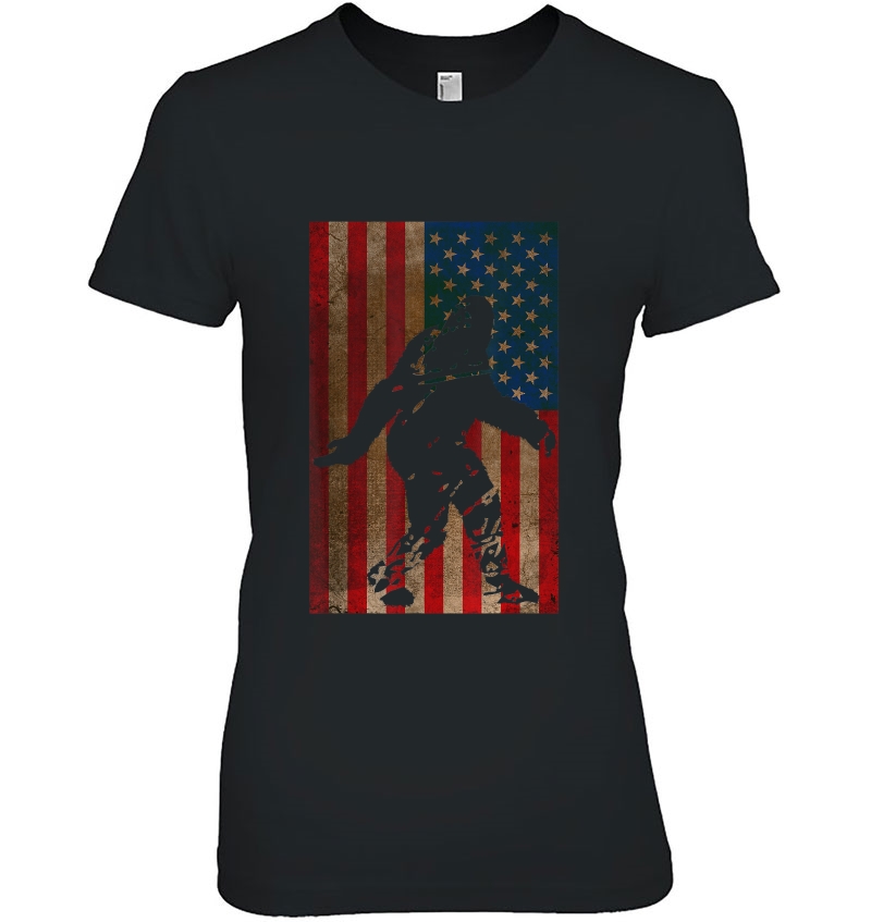 4Th Of July Funny Sasquatch Gift - Bigfoot American Usa Flag Hoodie