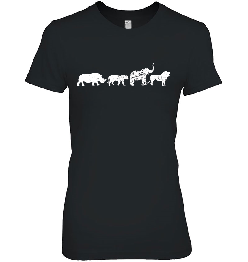 Africa Safari Animals Rhino Lion Elephant Namibia Vintage Ladies Tee