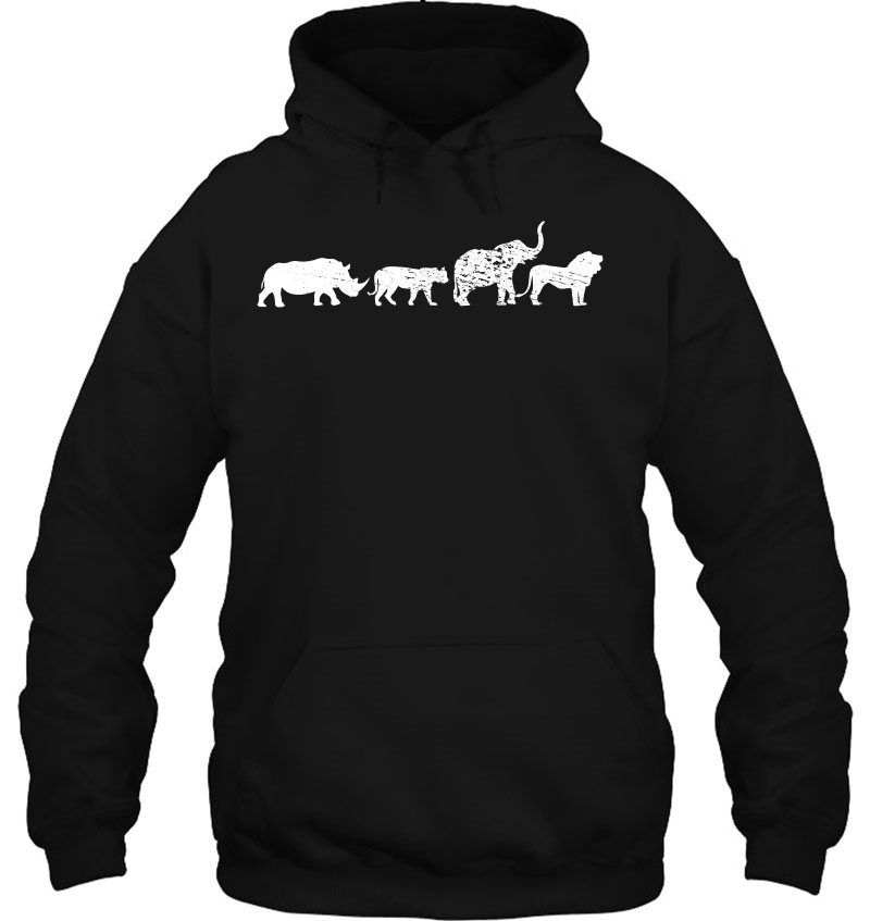 Africa Safari Animals Rhino Lion Elephant Namibia Vintage Hoodie