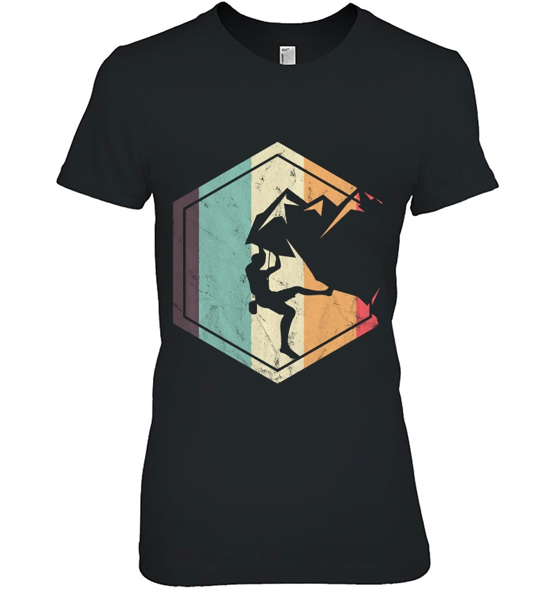 Awesome Rock Climbing Retro Mountain Climber Hiker Alpinism Ladies Tee