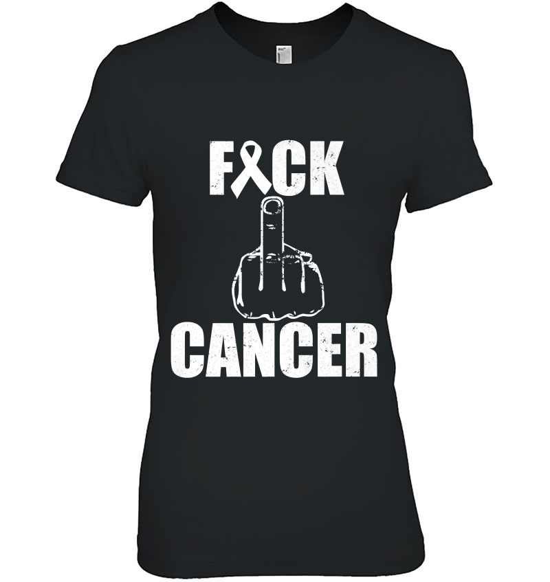 Fuck Lung Cancer Shirt White Ribbon Cancer Awareness Tshirt Hoodie