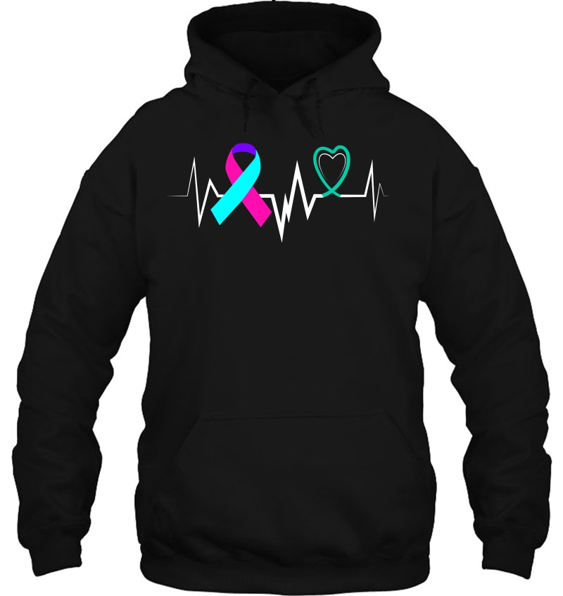 Heartbeat Ribbon Thyroid Cancer Awareness Shirt Women Kids Mugs