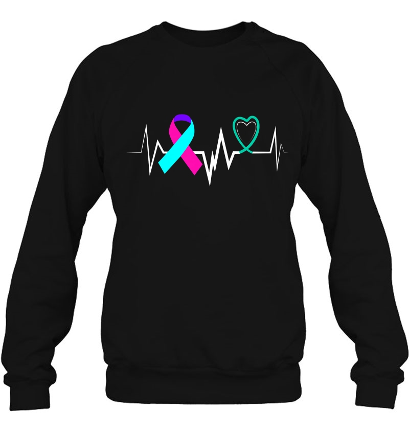 Heartbeat Ribbon Thyroid Cancer Awareness Shirt Women Kids Mugs