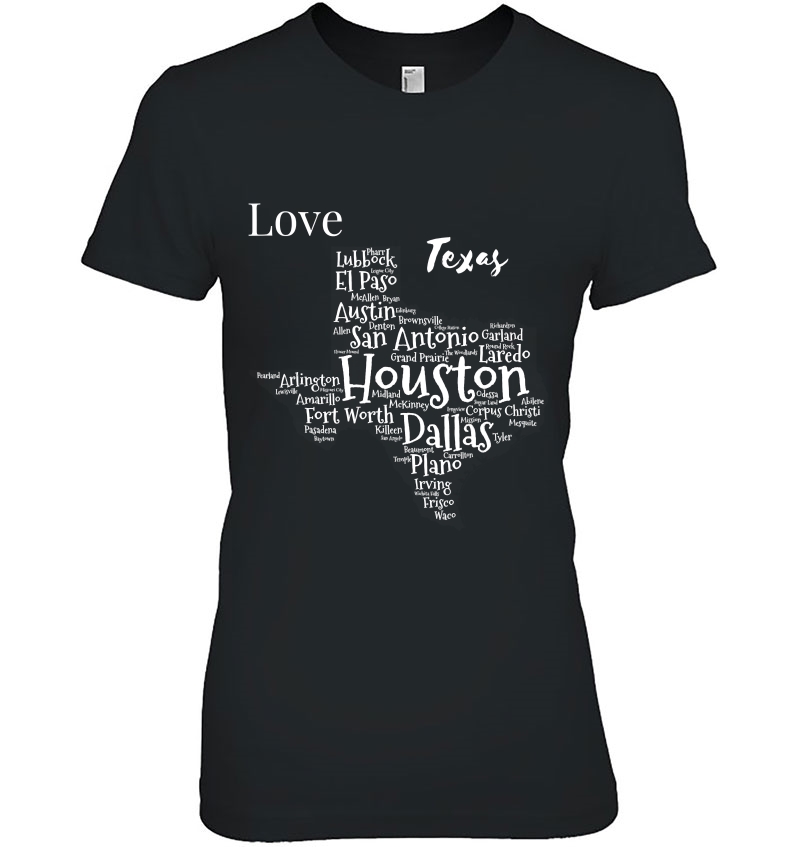 I Love Texas With Cities Listed Hoodie