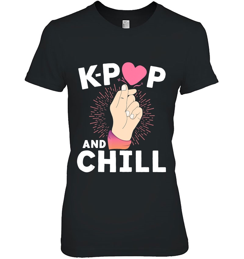 K-Pop And Chill Finger Heart Korean Kpop Merchandise Ladies Tee