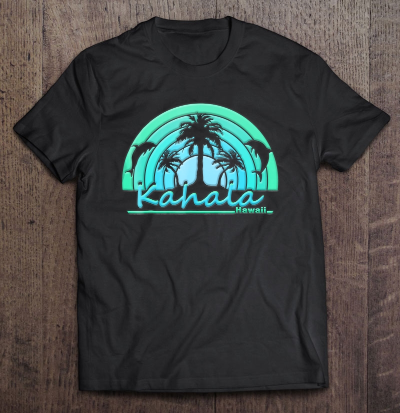 Kahala Hawaii Dolphins And Palm Trees Shirt