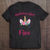 Kids 5Th Birthday Girl Unicorn Shirt Fifth Birthday Outfit Tee