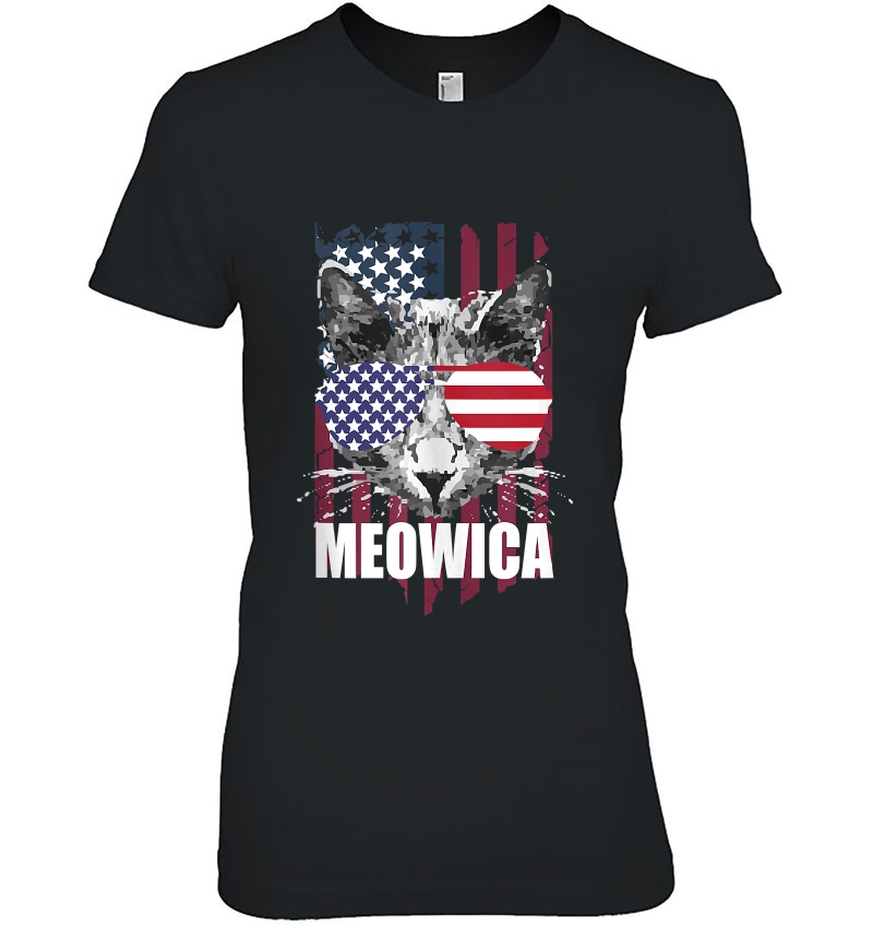 Meowica Cat America Patriotic Shirt 4Th Of July Hoodie