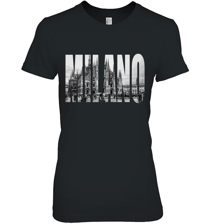 Milano Duomo Black And White Logo Ladies Tee