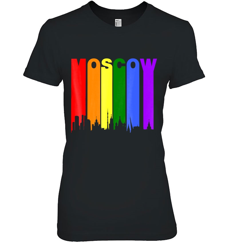 Moscow Russia Downtown Rainbow Skyline Lgbt Gay Pride Ladies Tee