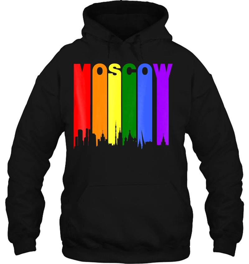 Moscow Russia Downtown Rainbow Skyline Lgbt Gay Pride Hoodie