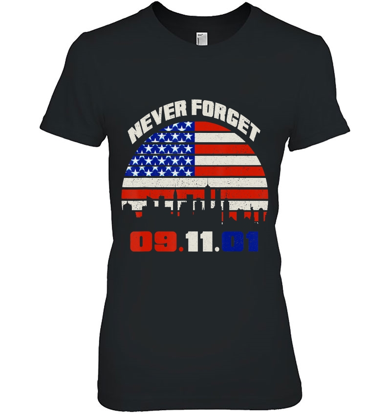 Never Forget 09.11.2001 American Flag Ladies Tee
