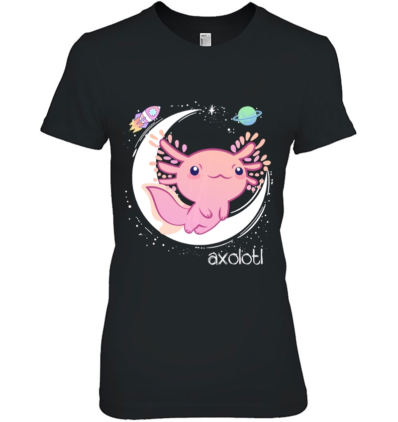 Space Axolotl Kawaii Shirt Pastel Goth Japan Anime Comic Pullover Ladies Tee