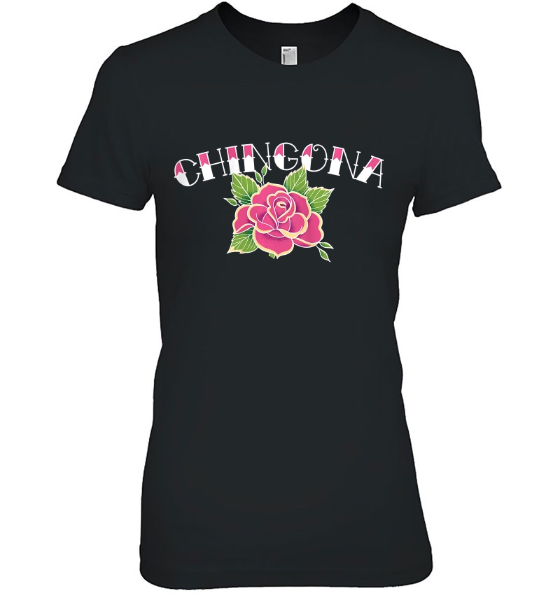 Womens Chingona Retro Vintage Tattoo Pink Rose Hoodie