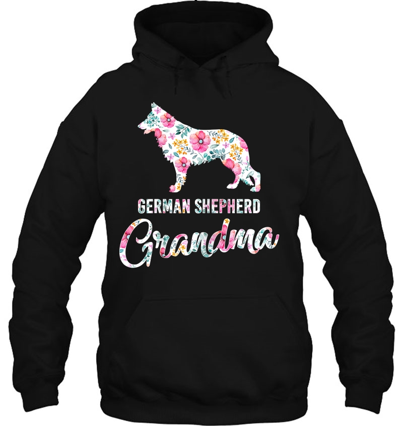 Womens Cute Dog German-Shepherd Grandma Flower Gifts Hoodie