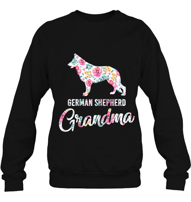 Womens Cute Dog German-Shepherd Grandma Flower Gifts Sweatshirt
