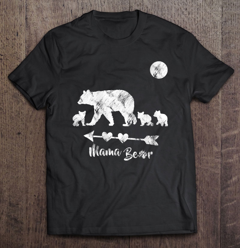 Womens Mama Bear Shirt With Three Cute Bear Cubs - Mothers Day