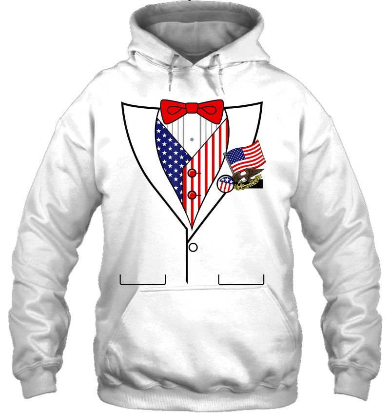 American Flag Patriotic Pins Tux Costume Graphic Hoodie