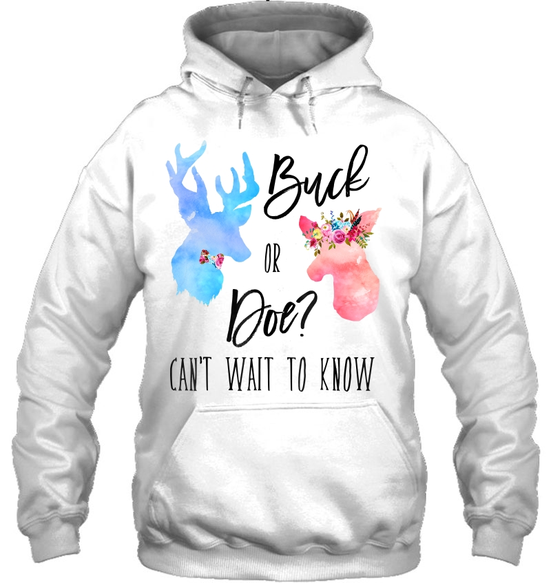 Buck Or Doe Can't Wait To Know Shirt Gender Reveal Party Tee Mugs