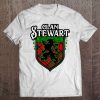 Clan Stewart Surname Scottish Tartan Lion Rampant Crest Tee