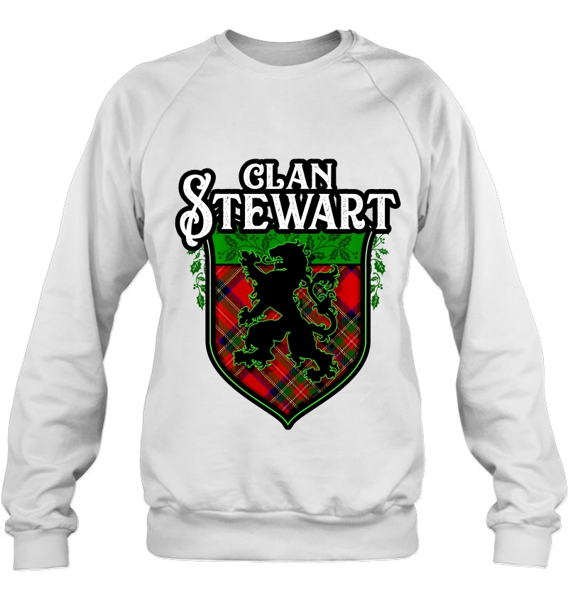 Clan Stewart Surname Scottish Tartan Lion Rampant Crest Sweatshirt