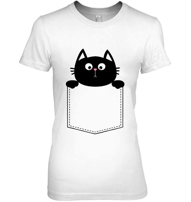 Cute Pocket Cat - Curious Baby Kitten Peeking Ladies Tee
