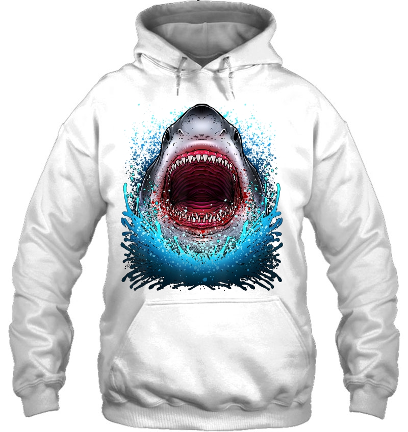 Great White Shark Open Mouth Teeth Beach Ocean Animal Hoodie