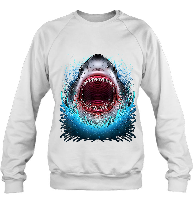 Great White Shark Open Mouth Teeth Beach Ocean Animal Sweatshirt