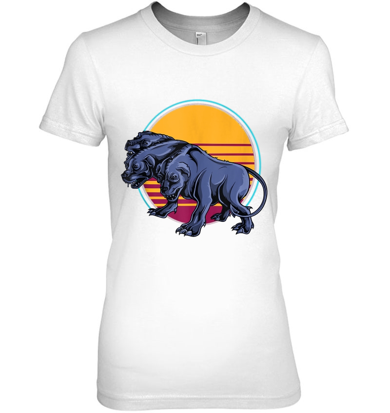 Retrowave 80S Cerberus Dog Greek Mythology Gift Tank Top Ladies Tee
