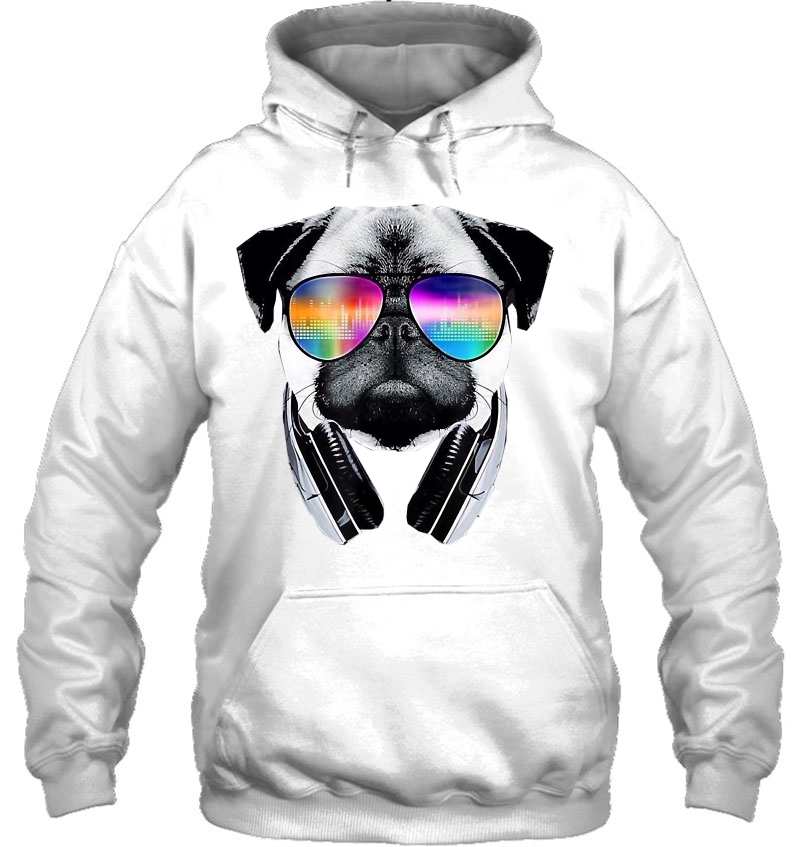 Trippy Pug Dog Wearing Music Equalizer Sunglasses Mugs