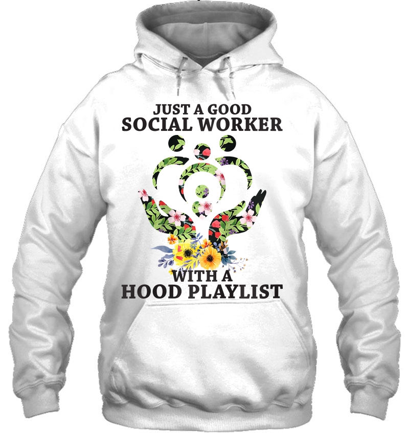 Womens Just A Good Social Worker With A Hood Playlist Funny Women Raglan Baseball Tee Mugs