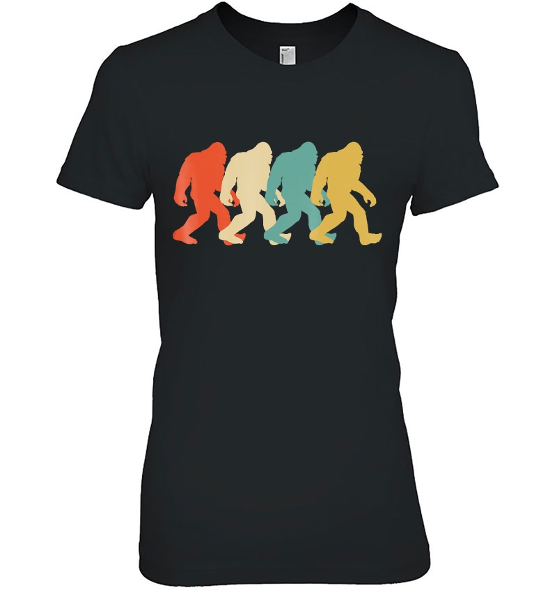 Bigfoot Silhouette Retro Pop Art Sasquatch Graphic Ladies Tee