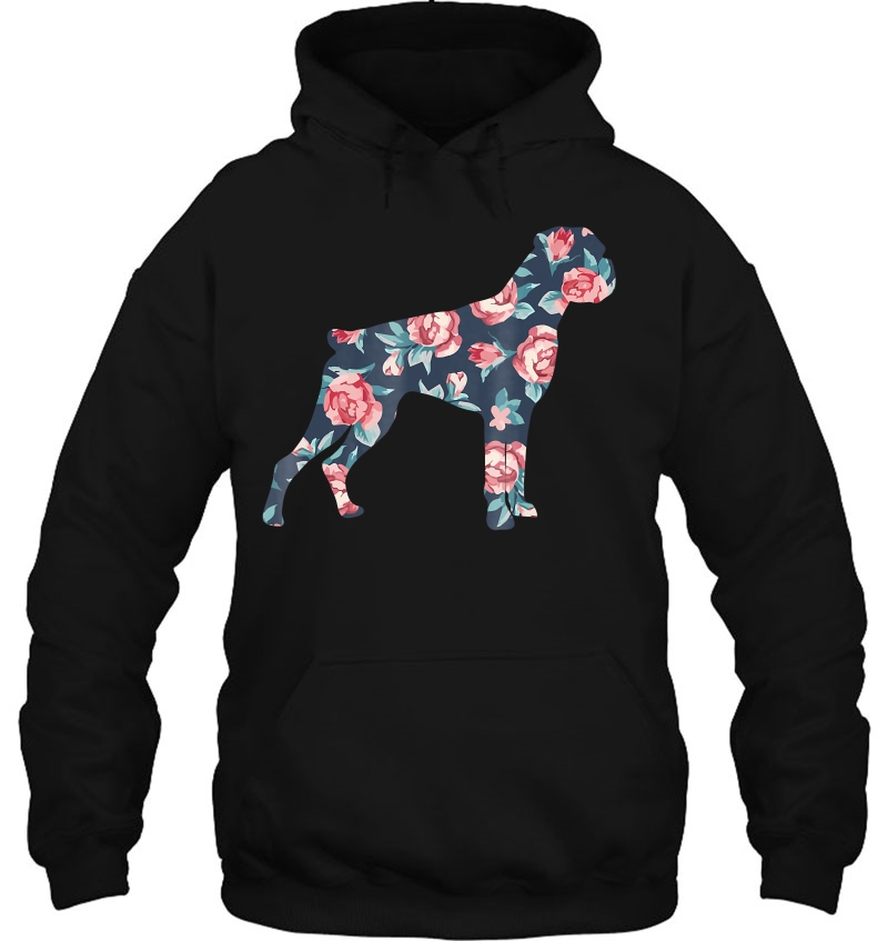 Boxer Floral Roses Graphic Dog Love Hoodie