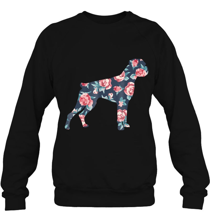 Boxer Floral Roses Graphic Dog Love Sweatshirt